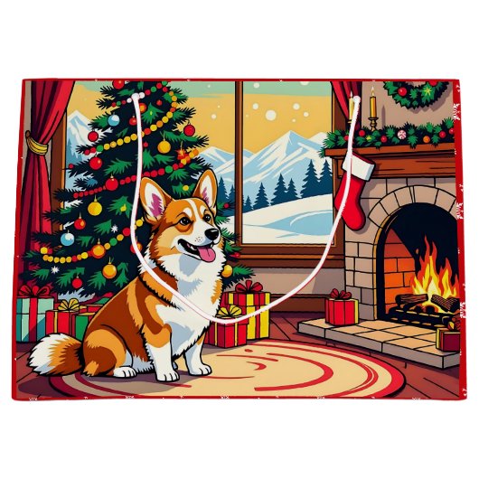 A Cute Festive Corgi Christmas Groot Cadeauzakje (Voorkant)