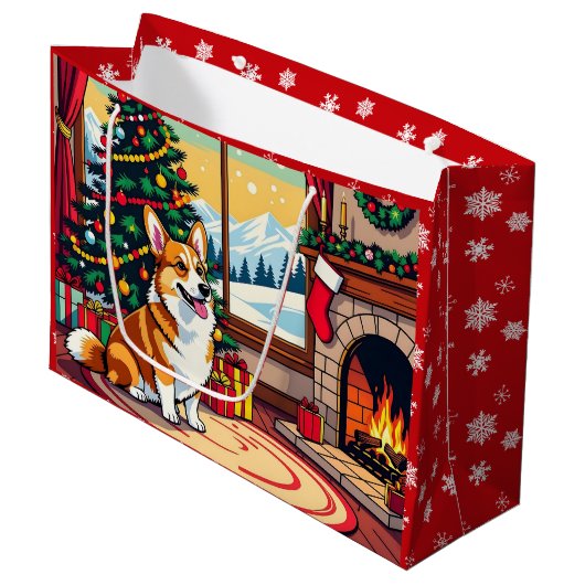A Cute Festive Corgi Christmas Groot Cadeauzakje (Voorkant Gekanteld)