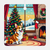 A Cute Festive Corgi Christmas Metalen Ornament (Voorkant)