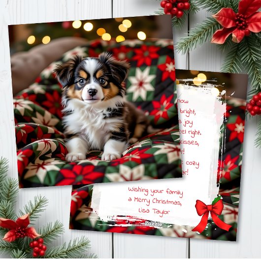 A Cute Festive Papillon Personalized Christmas Feestdagenkaart