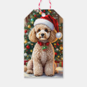 A Cute Festive Poodle Christmas Cadeaulabel (Voorkant)