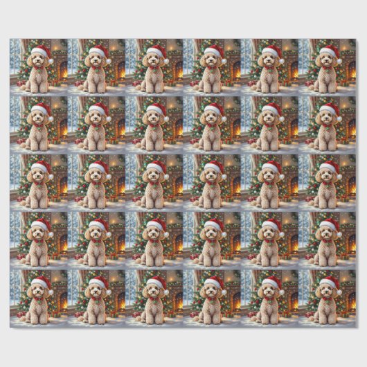 A Cute Festive Poodle Christmas   Cadeaupapier (Vlak)