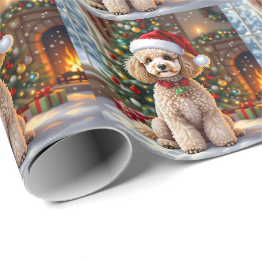 A Cute Festive Poodle Christmas   Cadeaupapier (Rol Hoek)