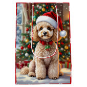 A Cute Festive Poodle Christmas   Medium Cadeauzakje (Achterkant)