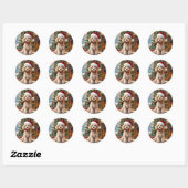 A Cute Festive Poodle Christmas Ronde Sticker (Vel)
