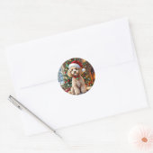 A Cute Festive Poodle Christmas Ronde Sticker (Envelop)