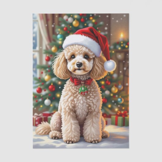 A Cute Festive Poodle Christmas Tissuepapier (Voorkant)