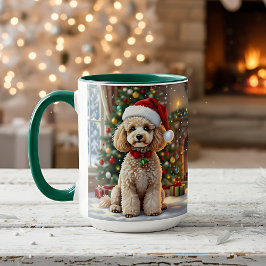 A Cute Festive Poodle Personalized Christmas  Mok
