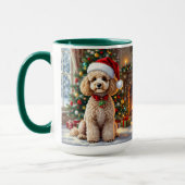 A Cute Festive Poodle Personalized Christmas Mok (Links)