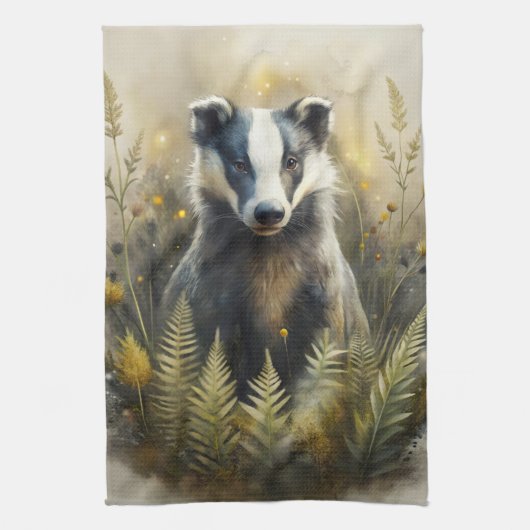 A Cute Forest Badger Theedoek (Verticaal)
