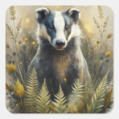 A Cute Forest Badger Vierkante Sticker (Voorkant)