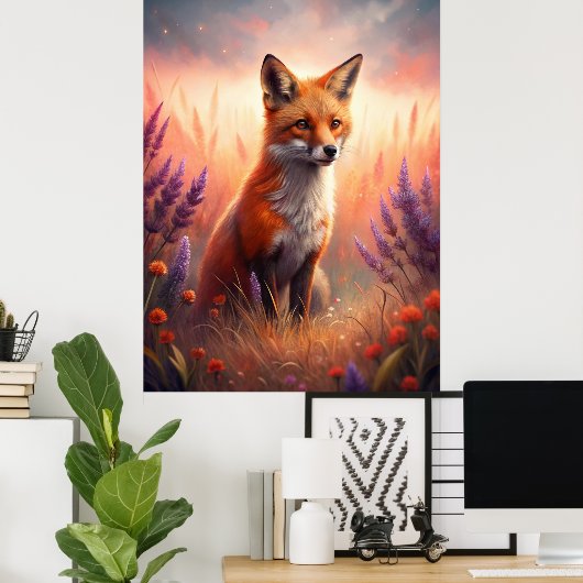 A Cute Forest Red Fox Poster (Thuiskantoor)
