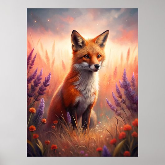 A Cute Forest Red Fox Poster (Voorkant)