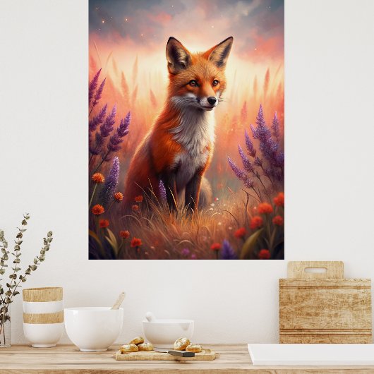 A Cute Forest Red Fox Poster (Keuken)