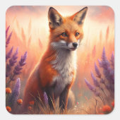 A Cute Forest Red Fox Vierkante Sticker (Voorkant)