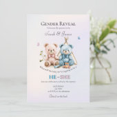 A Cute Gender Reveal Party Invitation Kaart (Staand voorkant)