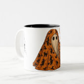 A cute Halloween mug for halloween party. Tweekleurige Koffiemok (Voorkant links)
