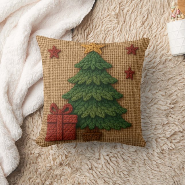 A cute knit tree gift kussen (Deken)