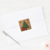 A cute knit tree gift vierkante sticker (Envelop)