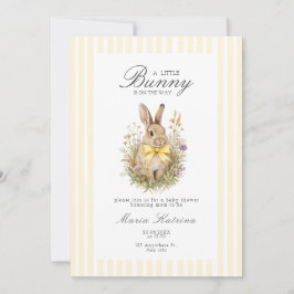 A cute little Floral Bunny Yellow Bow Baby Shower  Kaart