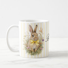 A cute little Floral Bunny Yellow Bow Baby Shower  Koffiemok