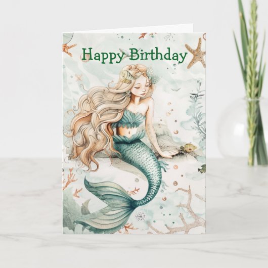 A Cute Mermaid Birthday Kaart (Voorkant)