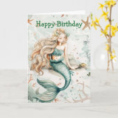 A Cute Mermaid Birthday Kaart (Gele Bloem)