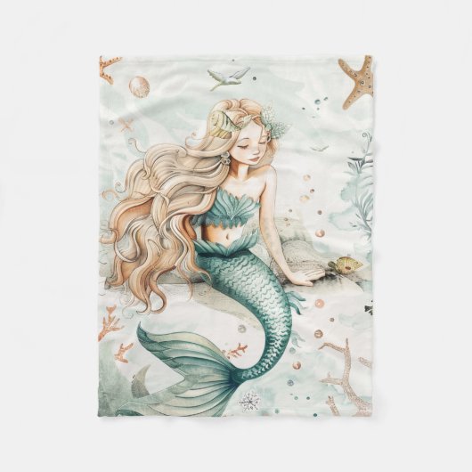 A Cute Mermaid Fleece Deken (Voorkant)