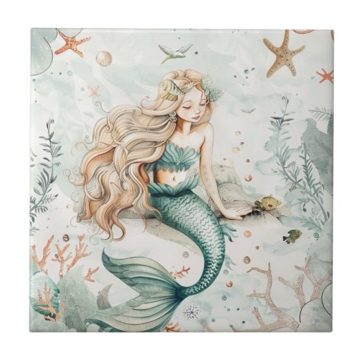 A Cute Mermaid Tegeltje (Voorkant)