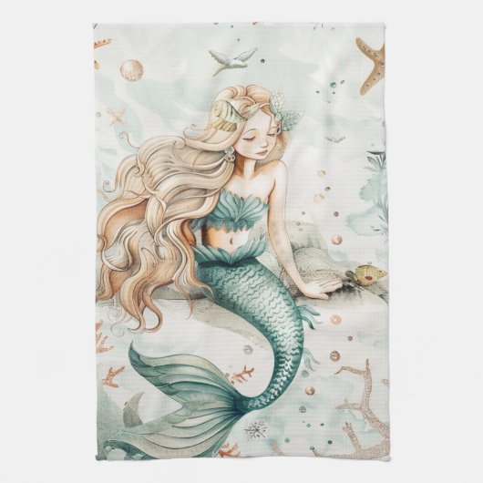 A Cute Mermaid Theedoek (Verticaal)