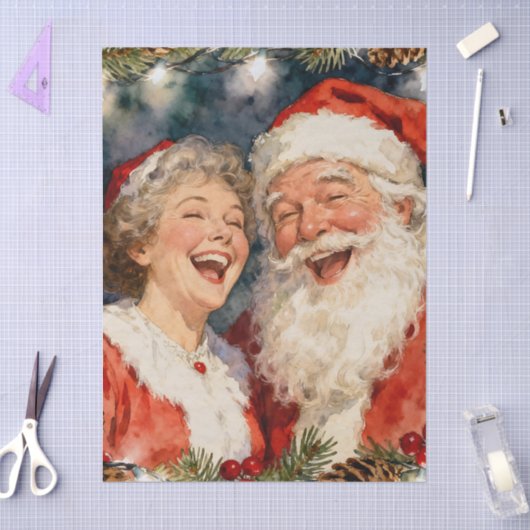 A Cute Mr and Mrs Claus Christmas Tissuepapier (Craft)