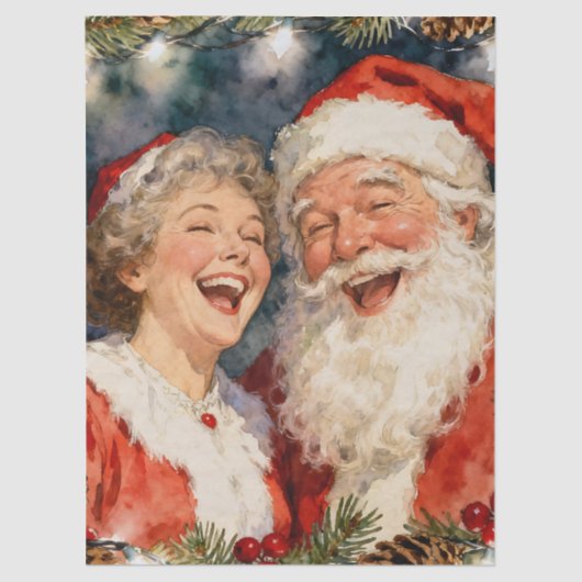 A Cute Mr and Mrs Claus Christmas Tissuepapier (Voorkant)