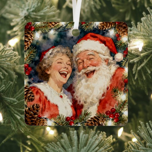 A Cute Mr and Mrs Claus Holiday Poem Personalized Metalen Ornament (Insitu)