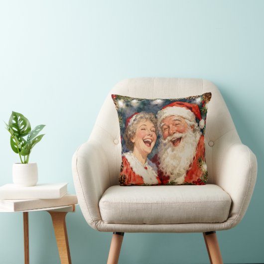 A Cute Mr and Mrs Claus Old-Fashioned Christmas Kussen (Stoel)