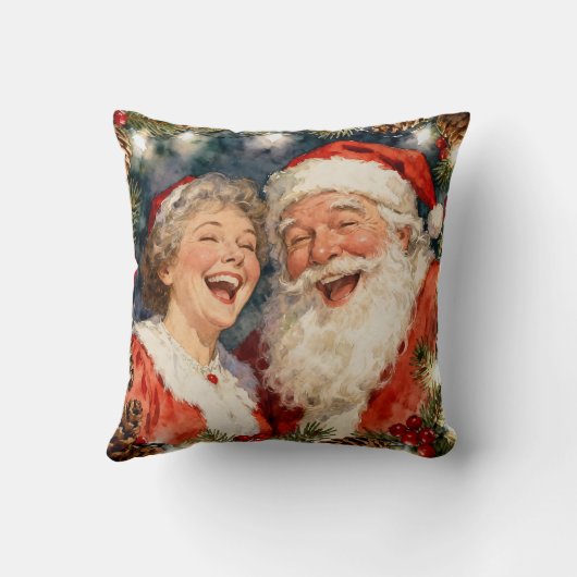 A Cute Mr and Mrs Claus Old-Fashioned Christmas Kussen (Achterkant)