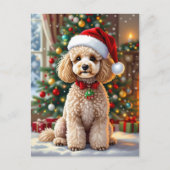 A Cute Poodle Christmas Personalized Feestdagenkaart (Voorkant)