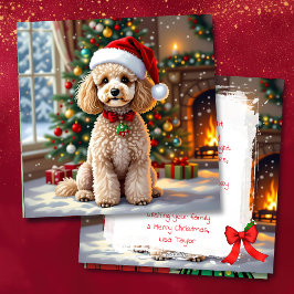 A Cute Poodle Christmas Personalized Feestdagenkaart
