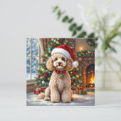 A Cute Poodle Christmas Personalized Feestdagenkaart (Staand voorkant)