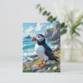 A Cute Puffin on the Sea Shore  Briefkaart (Staand voorkant)