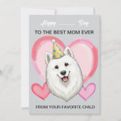 A cute Samoyed on a special occasion for Mom Feestdagenkaart (Voorkant)