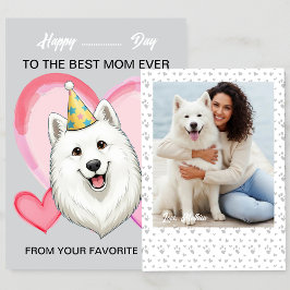 A cute Samoyed on a special occasion for Mom Feestdagenkaart