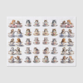 A Cute Set of Teacup Kitten (Left & Right Facing) Tissuepapier