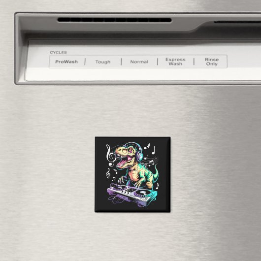 A Cute T-rex Playing Electronic Music Funny Dj Din Magneet (Insitu (Vaatwasser))