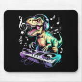 A Cute T-rex Playing Electronic Music Funny Dj Din Muismat (Voorkant)
