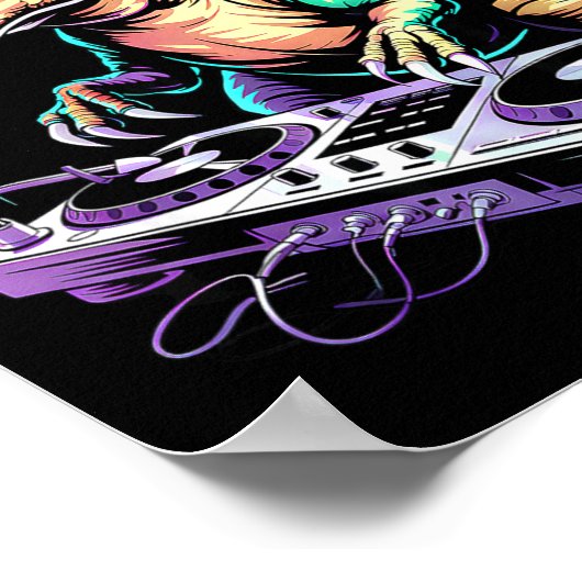 A Cute T-rex Playing Electronic Music Funny Dj Din Poster (Hoek)