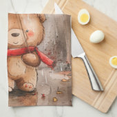A Cute Teddy Bear in The Rain Theedoek (Quarter Fold)