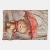 A Cute Teddy Bear in The Rain Theedoek (Horizontaal)