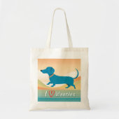 A cute tote bag with a wiener dog illustration (Voorkant)