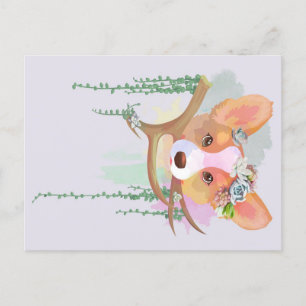 A Cute Waterverf Corgi   Vakantietoeslag Feestdagenkaart