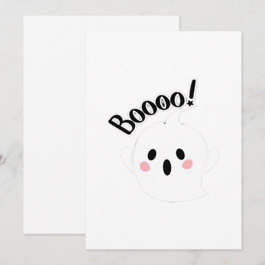 A Cute White Boo Creative Casual Feestdagenkaart (Voorkant / Achterkant)